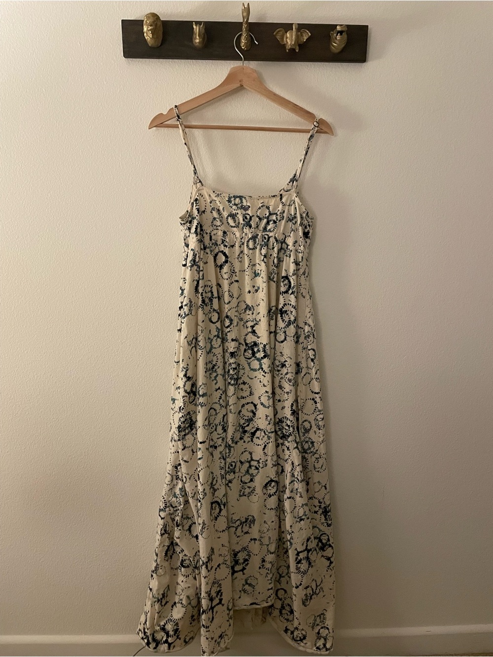 Roxy Cream Maxi Dress with Blue Print - Picture 2 of 3